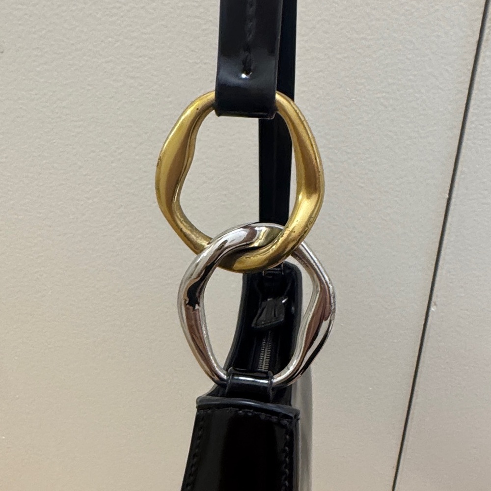 STAUD Black Shoulder Bag with Mixed Metal Rings - Picture 4 of 8